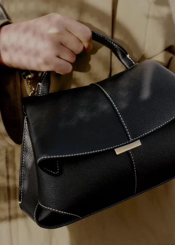 Mokki Mini Edition Textured Black with Ecru Stitching Mokki Mini Edition Textured Black with Ecru Stitching