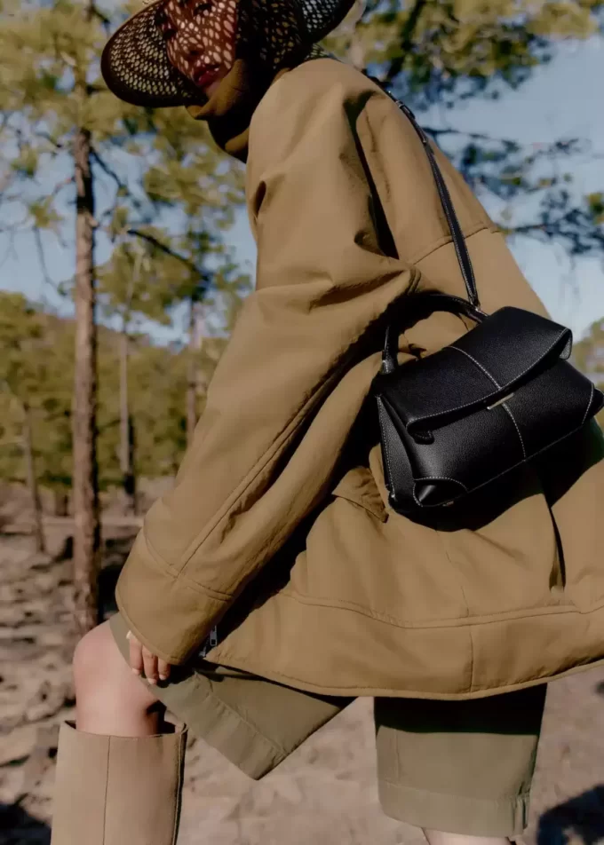 Mokki Mini Edition Textured Black with Ecru Stitching Mokki Mini Edition Textured Black with Ecru Stitching