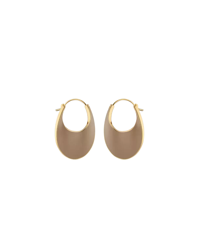 Éole Slim Hoop Earrings Edition  Taupe Leather